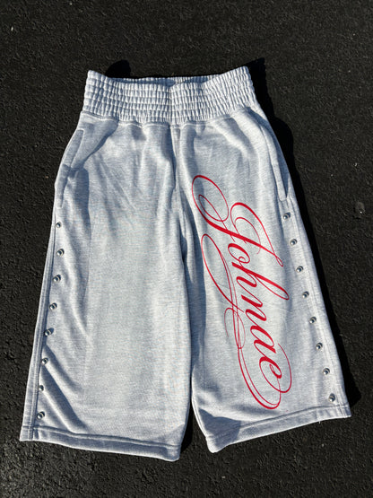 GREY CALLIGRAPHY CAPRI SHORTS